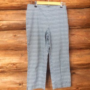 Talbots Blue & White Print Stretch Classic Straight Leg Cropped Pants Size 6